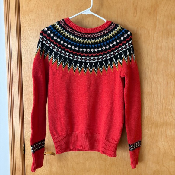 J. Crew Sweaters - J. Crew Sweater Women Small Red Fair Isle Wool Blend Nordic Pullover 30054
